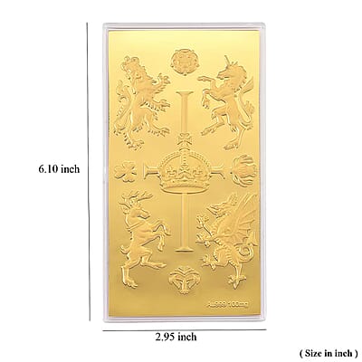 24K Gold Regal Royal Crest Embossed Sheet (15.5x7.5cm) 100mg