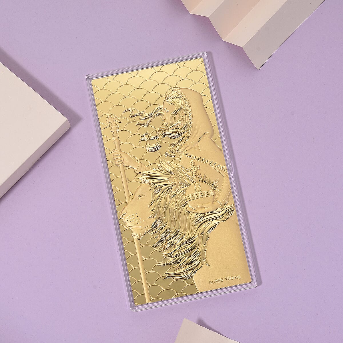 Doorbuster 24K Yellow Golden Queen and Lion Emboss Sheet (15.5x7.5cm) 100mg image number 1