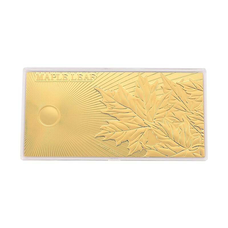 24K Gold Maple Leaf – A Symbol of Prosperity Embossed Sheet (15.5x7.5cm) 100mg