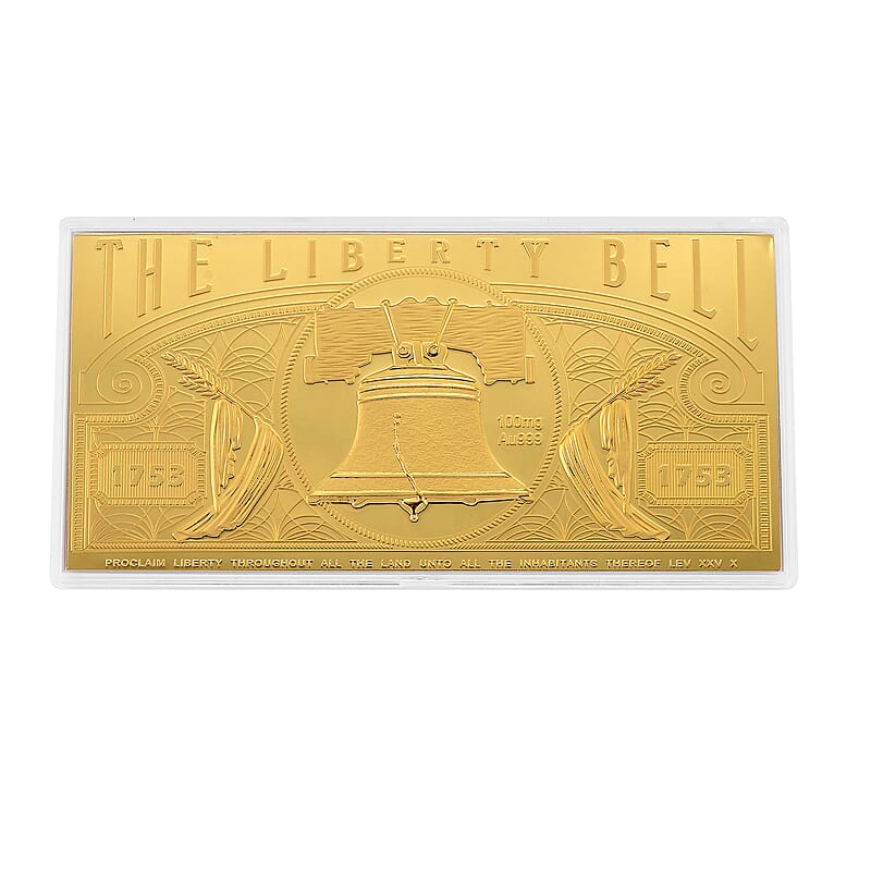 24K Golden Liberty Bell Emboss Sheet (15.5x7.5cm) 100mg