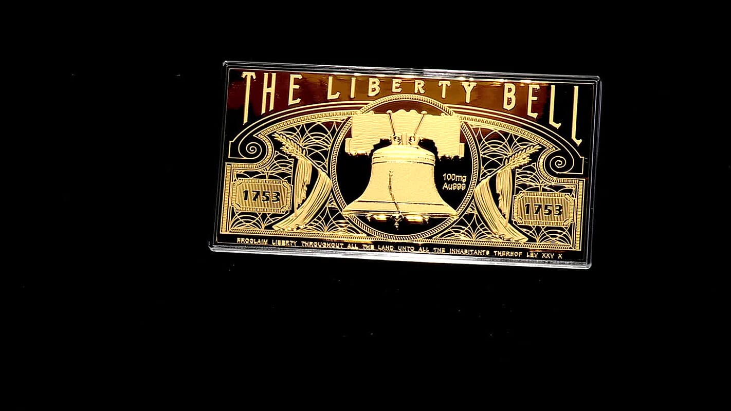 24K Golden Liberty Bell Emboss Sheet (15.5x7.5cm) 100mg