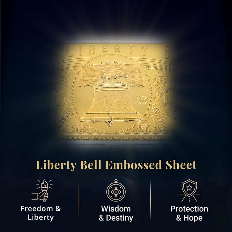 24K Golden Liberty Bell Emboss Sheet (15.5x7.5cm) 100mg