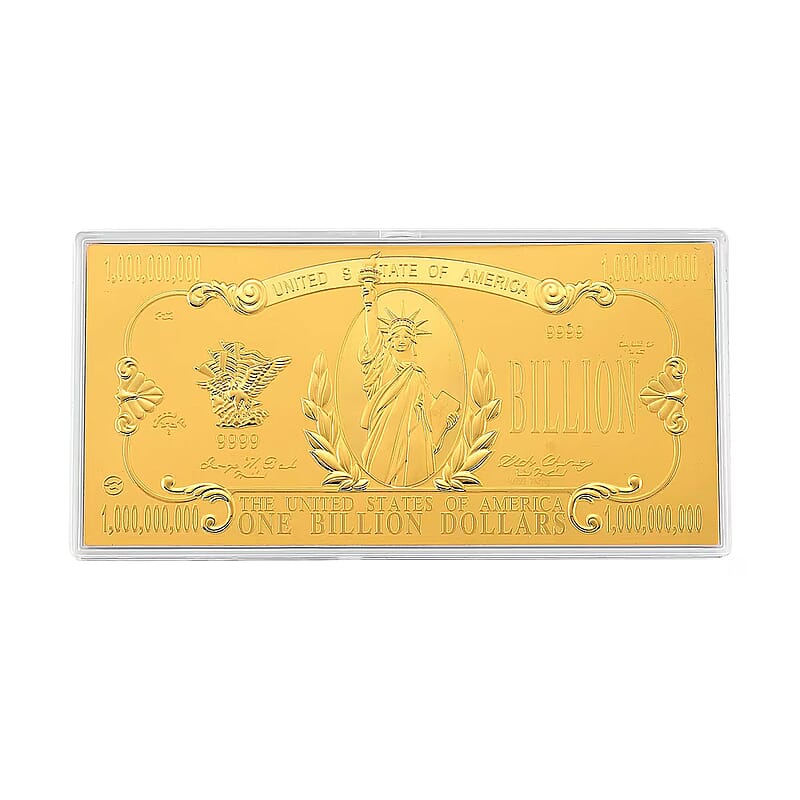 24K Gold Billion Dollar Legacy - Golden Wealth Tribute Embossed Sheet (15.5x7.5cm) 100mg