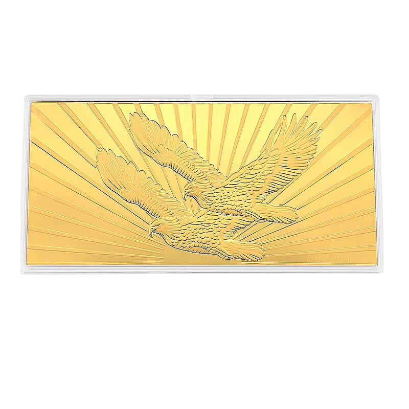 24K Golden Symbol of American Freedom – Twin Eagles Embossed Sheet (15.5x7.5 cm) 100 mg