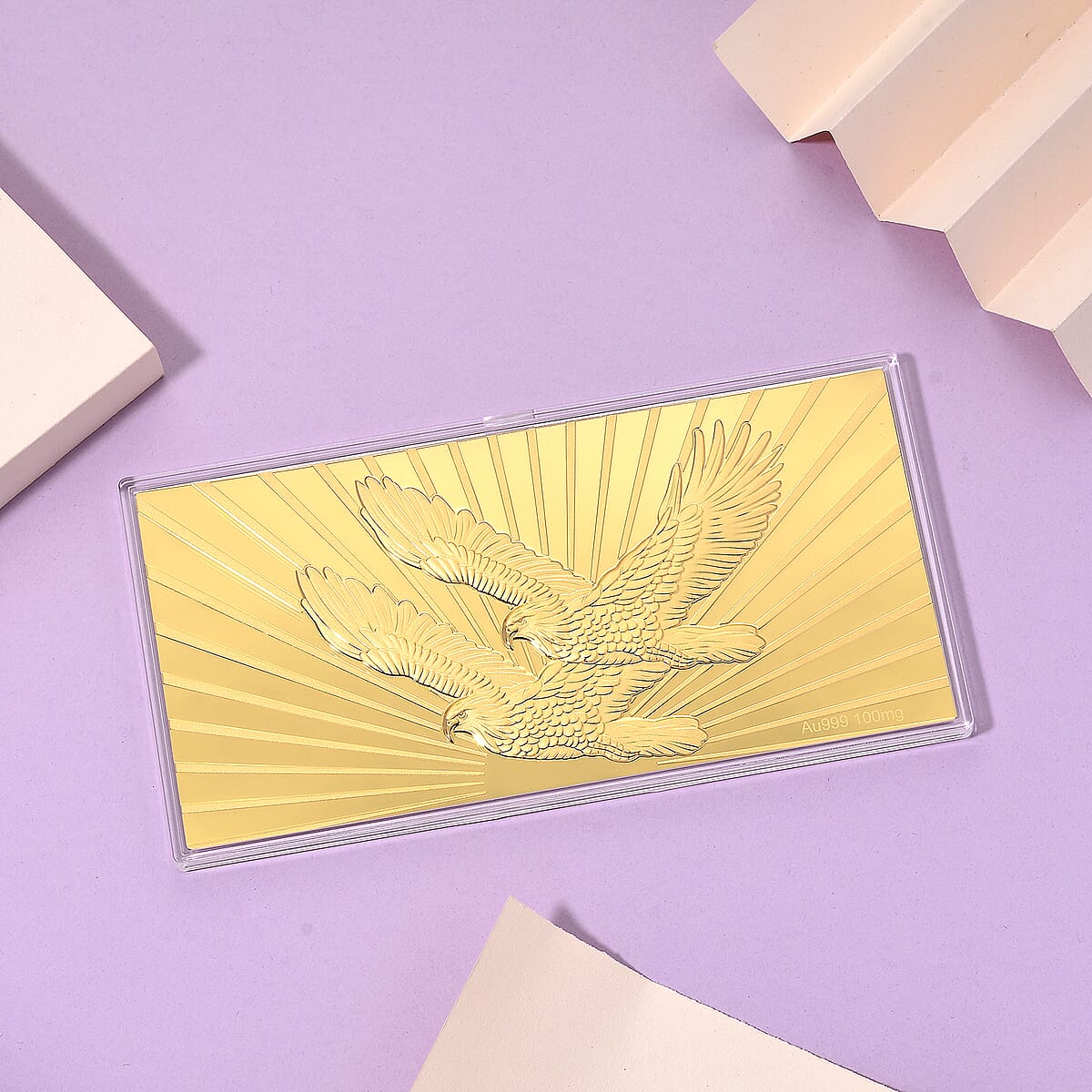 24K Golden Symbol of American Freedom &ndash; Twin Eagles Embossed Sheet (15.5 &times; 7.5 cm) 100 mg image number 1