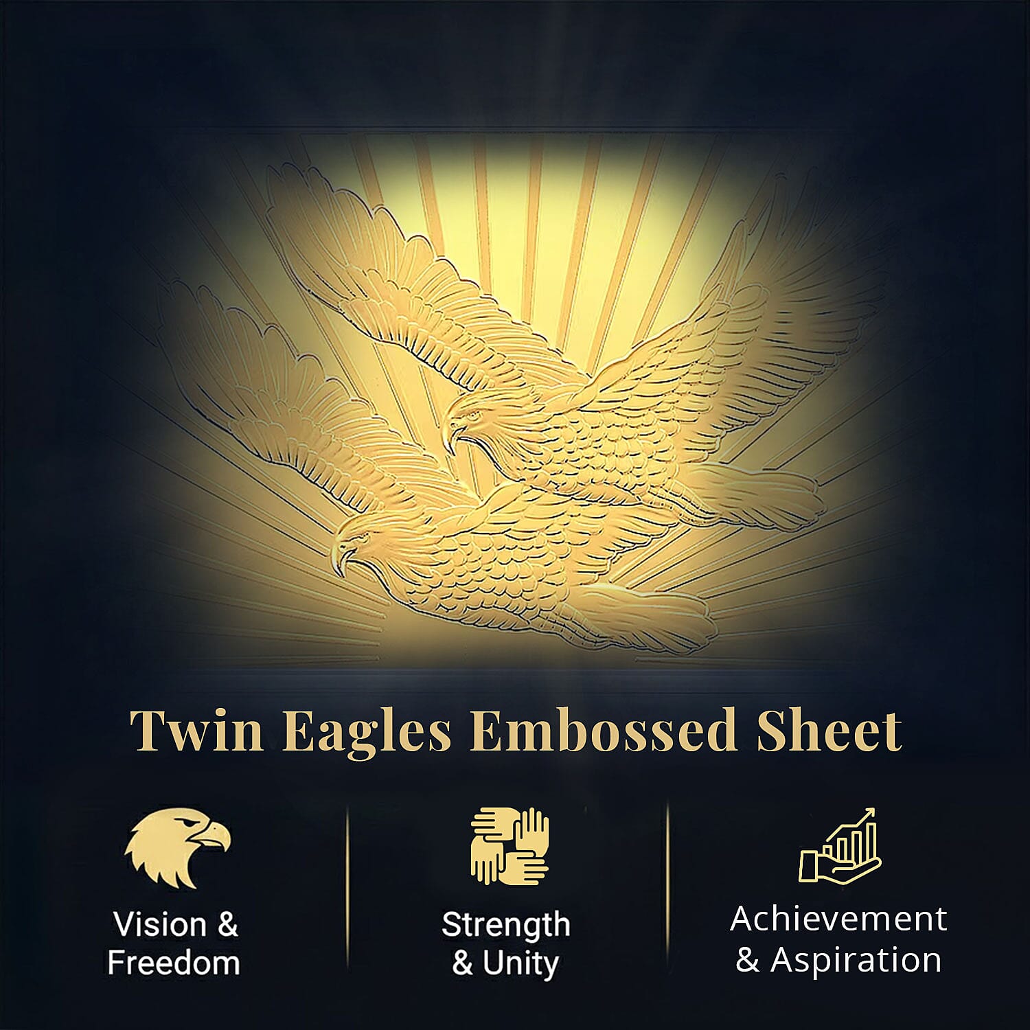 24K Golden Symbol of American Freedom – Twin Eagles Embossed Sheet (15.5x7.5 cm) 100 mg
