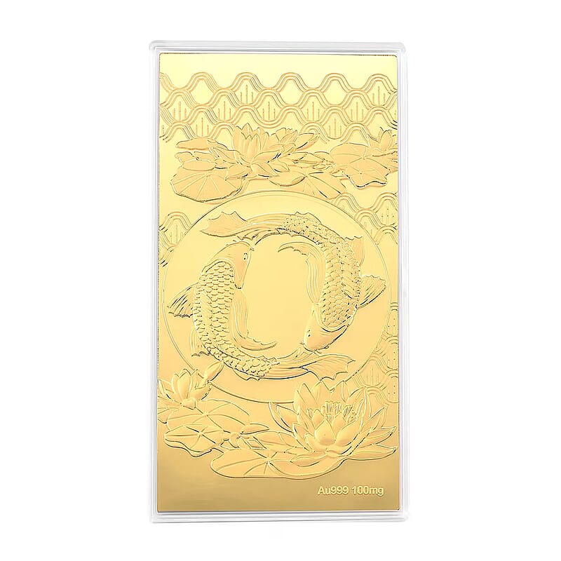 24K Golden Blessings of the Golden Koi Embossed Sheet 100 mg