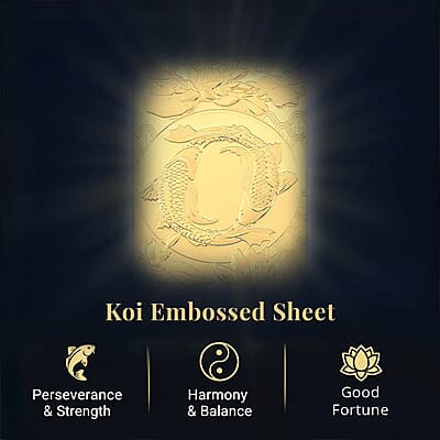 24K Golden Blessings of the Golden Koi Embossed Sheet 100 mg