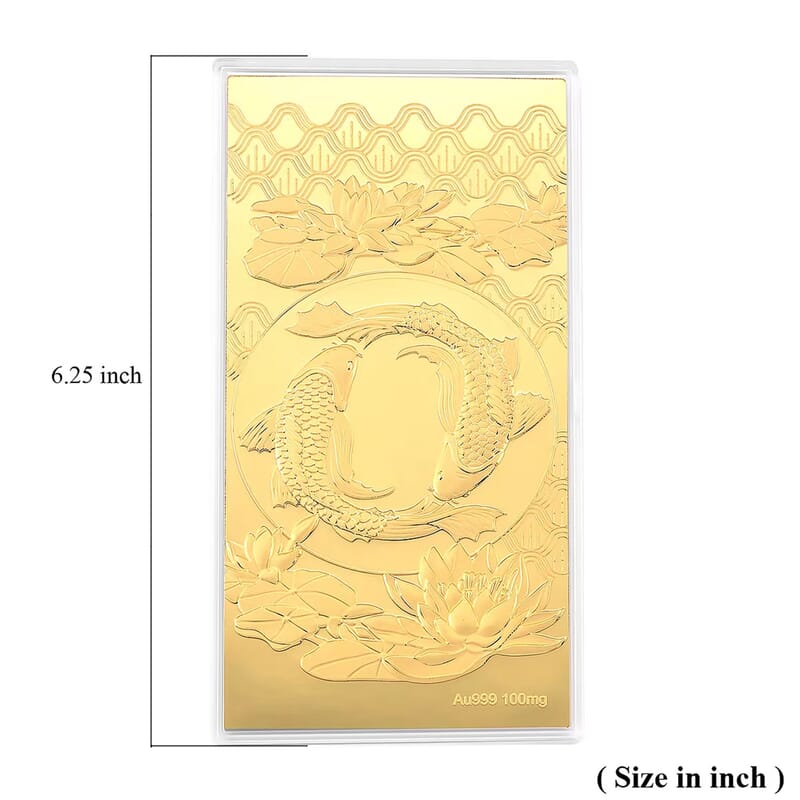 24K Golden Blessings of the Golden Koi Embossed Sheet 100 mg