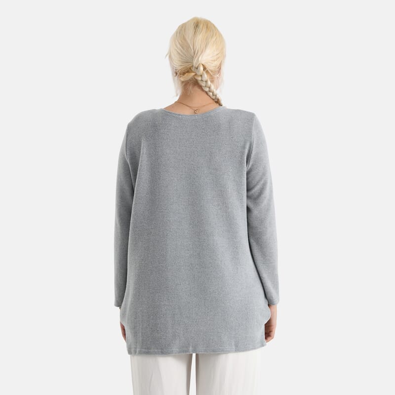 La Marey Gray Brushed Long Sleeve Top - One Size Fits Most