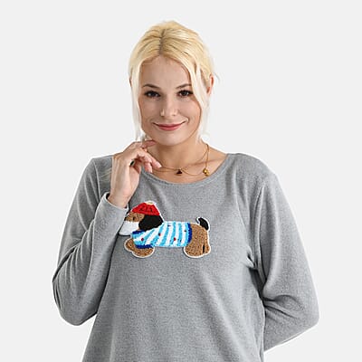 La Marey Gray Brushed Long Sleeve Top - One Size Fits Most