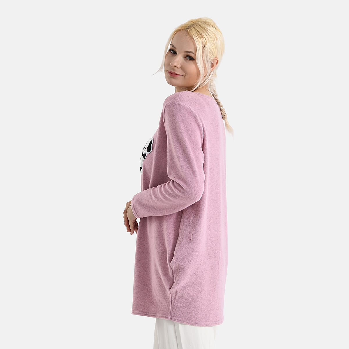 La Marey Pink Brushed Long Sleeve Top - One Size Fits Most image number 3