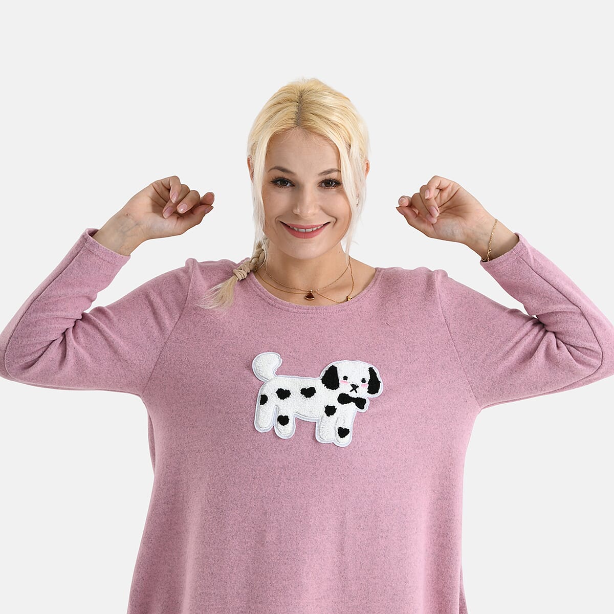 La Marey Pink Brushed Long Sleeve Top - One Size Fits Most image number 5