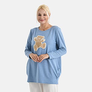 La Marey Blue Brushed Long Sleeve Top - One Size Fits Most