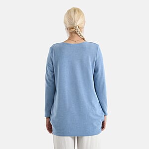 La Marey Blue Brushed Long Sleeve Top - One Size Fits Most