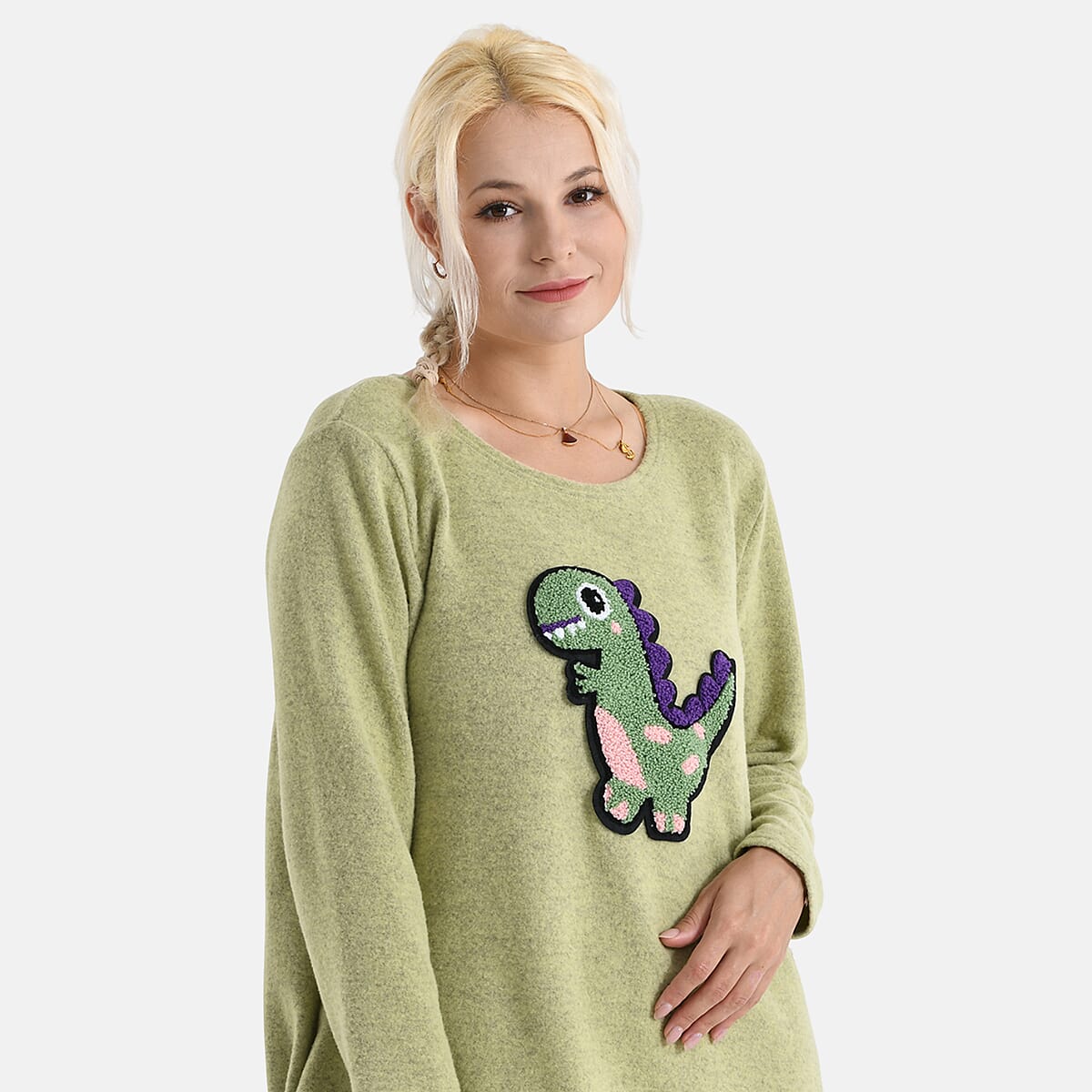 La Marey Green Brushed Long Sleeve Top - One Size Fits Most image number 5