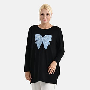 La Marey Black Brushed Long Sleeve Top - One Size Fits Most