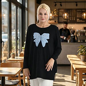 La Marey Black Brushed Long Sleeve Top - One Size Fits Most