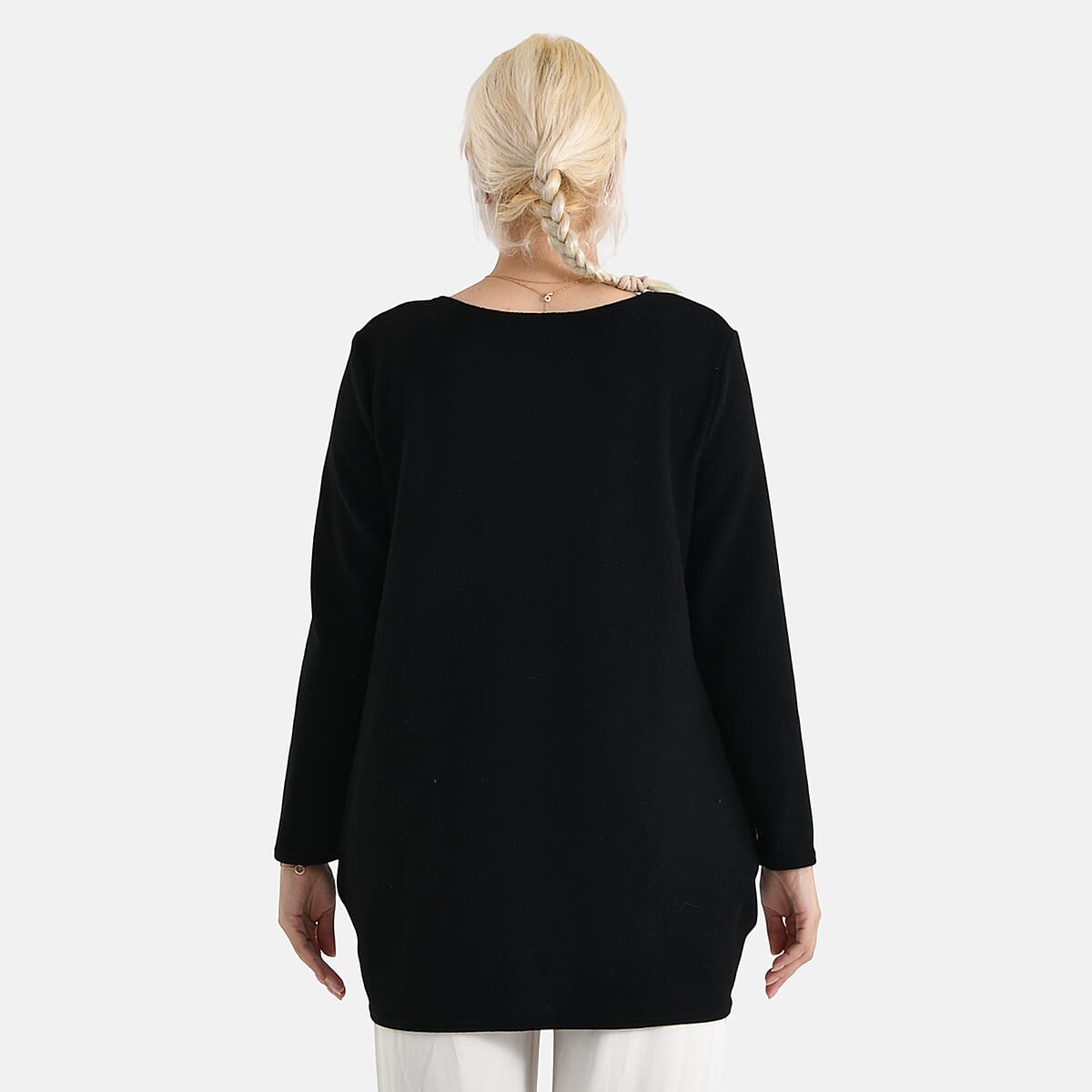 La Marey Black Brushed Long Sleeve Top - One Size Fits Most image number 2