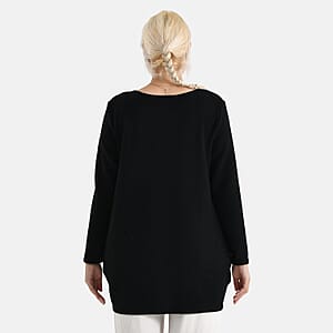 La Marey Black Brushed Long Sleeve Top - One Size Fits Most