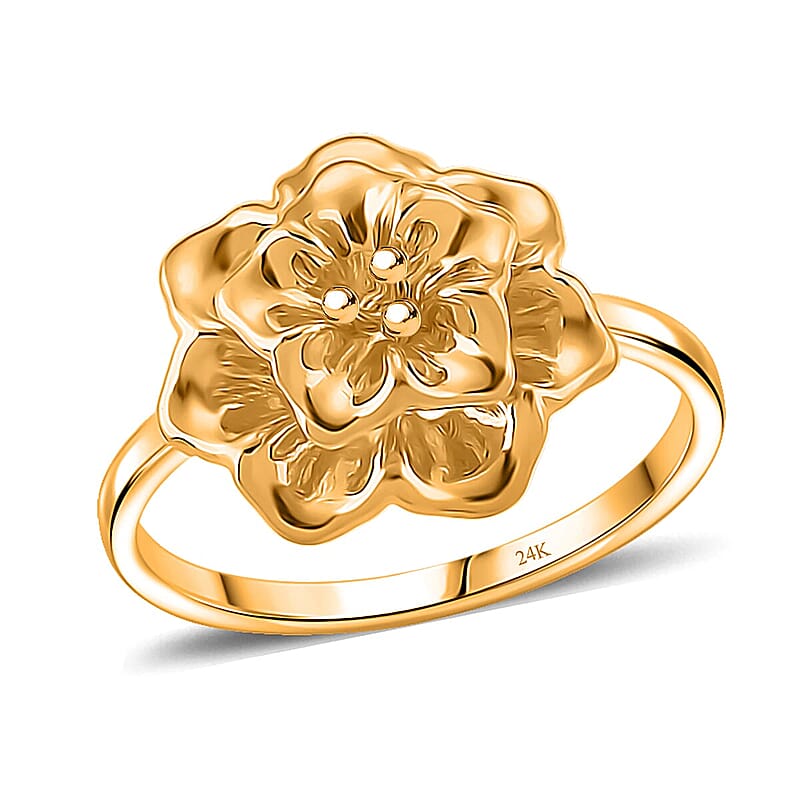 24K Yellow Gold Floral Ring 1 Grams (Size 5.0)