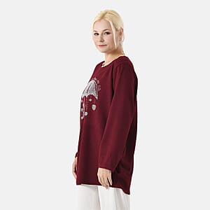 La Marey Red Long Seeve Ribbed Top