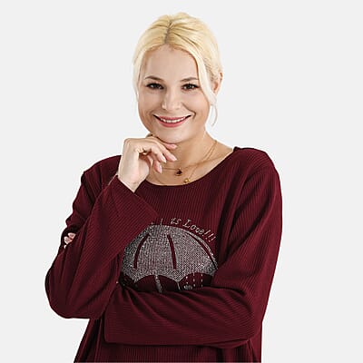 La Marey Red Long Sleeve Ribbed Top
