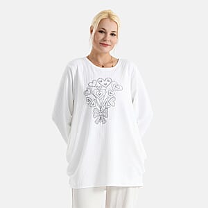 La Marey White Long Sleeve Ribbed Top