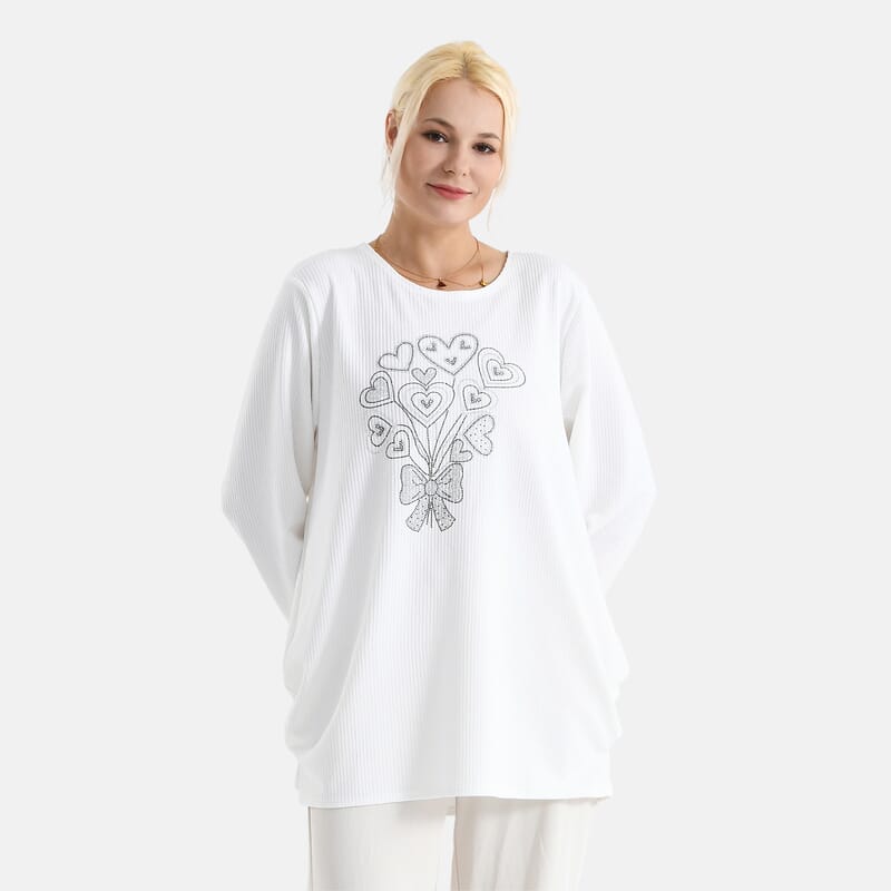 La Marey White Long Sleeve Ribbed Top