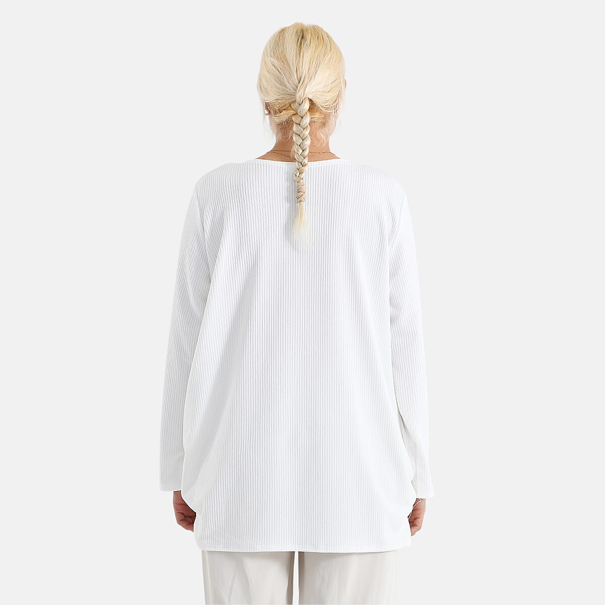La Marey White Long Sleeve Ribbed Top image number 1