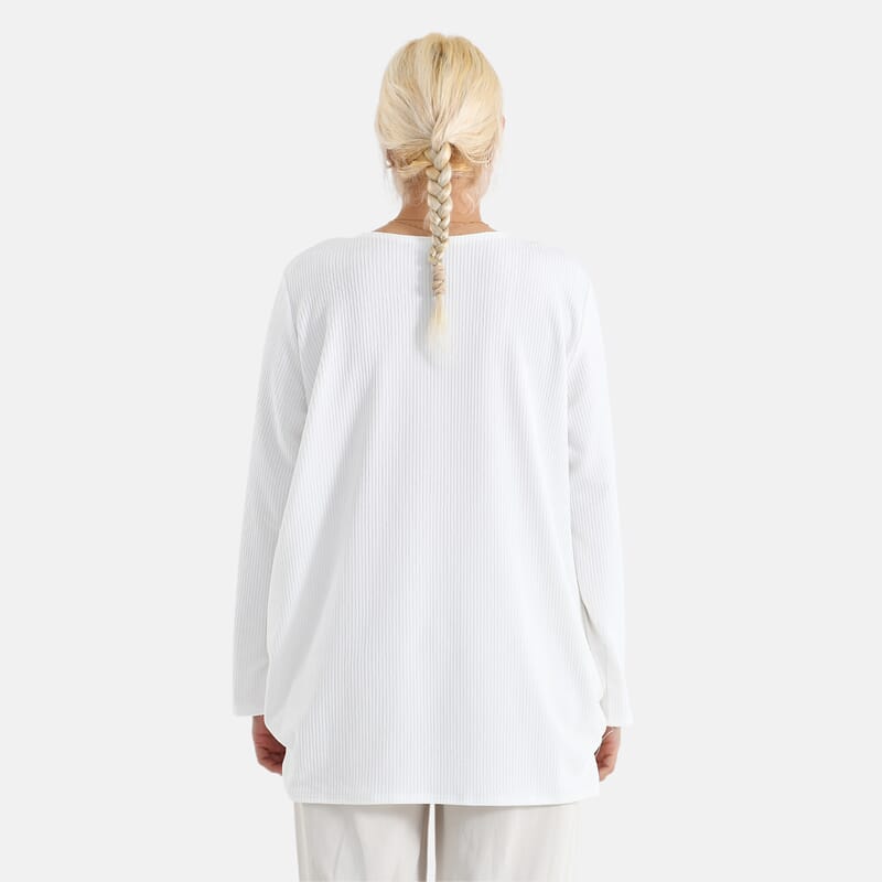 La Marey White Long Sleeve Ribbed Top