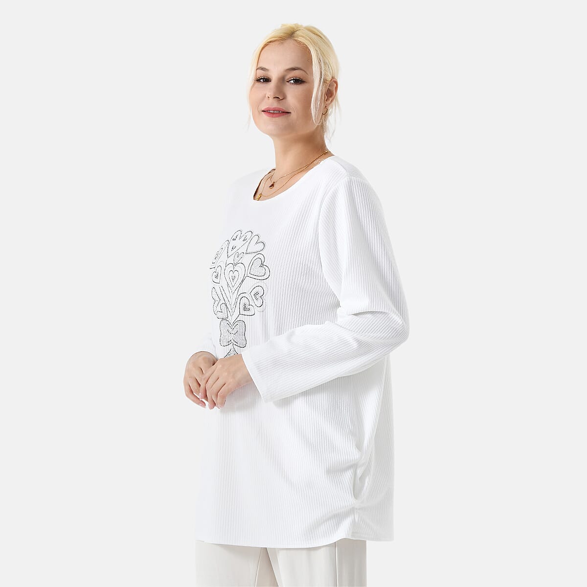 La Marey White Long Sleeve Ribbed Top image number 2