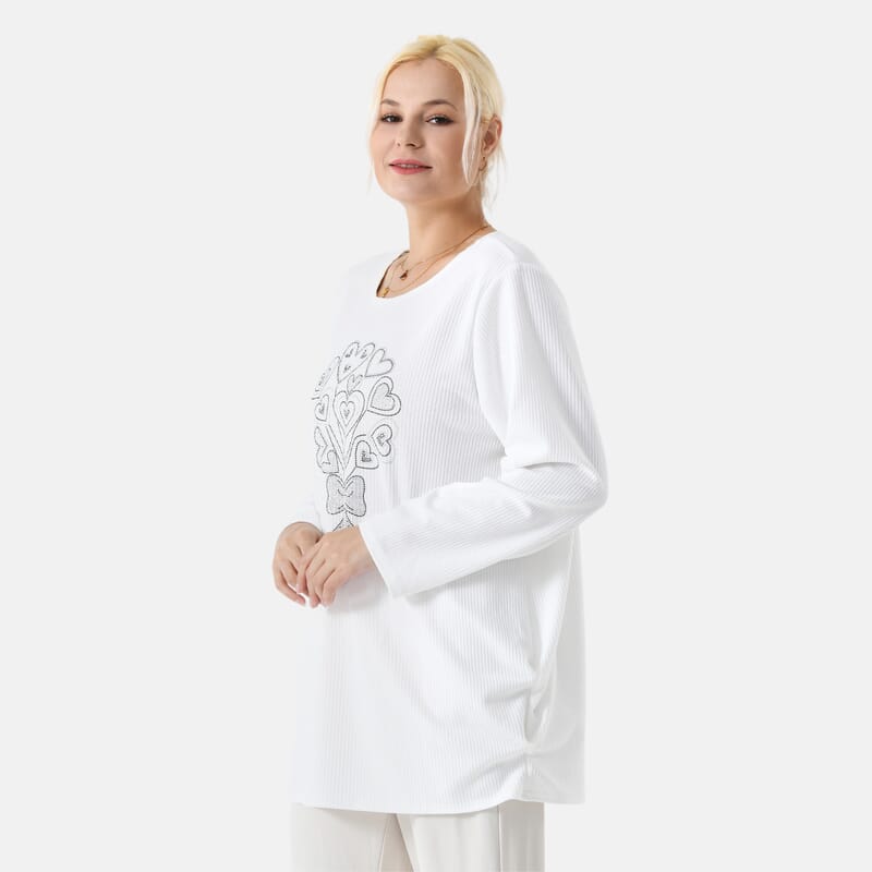 La Marey White Long Sleeve Ribbed Top