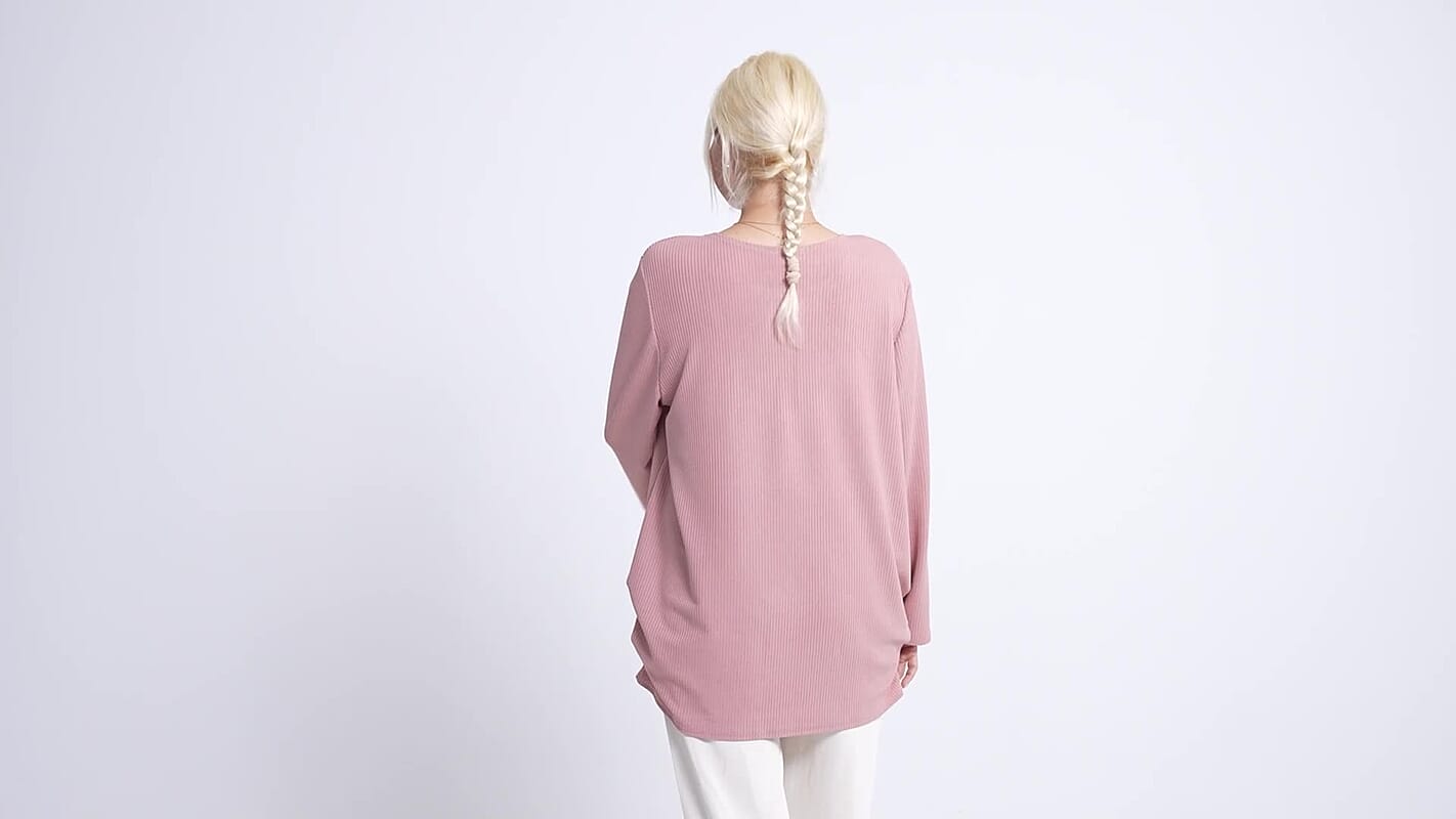 La Marey Red Long Seeve Ribbed Top