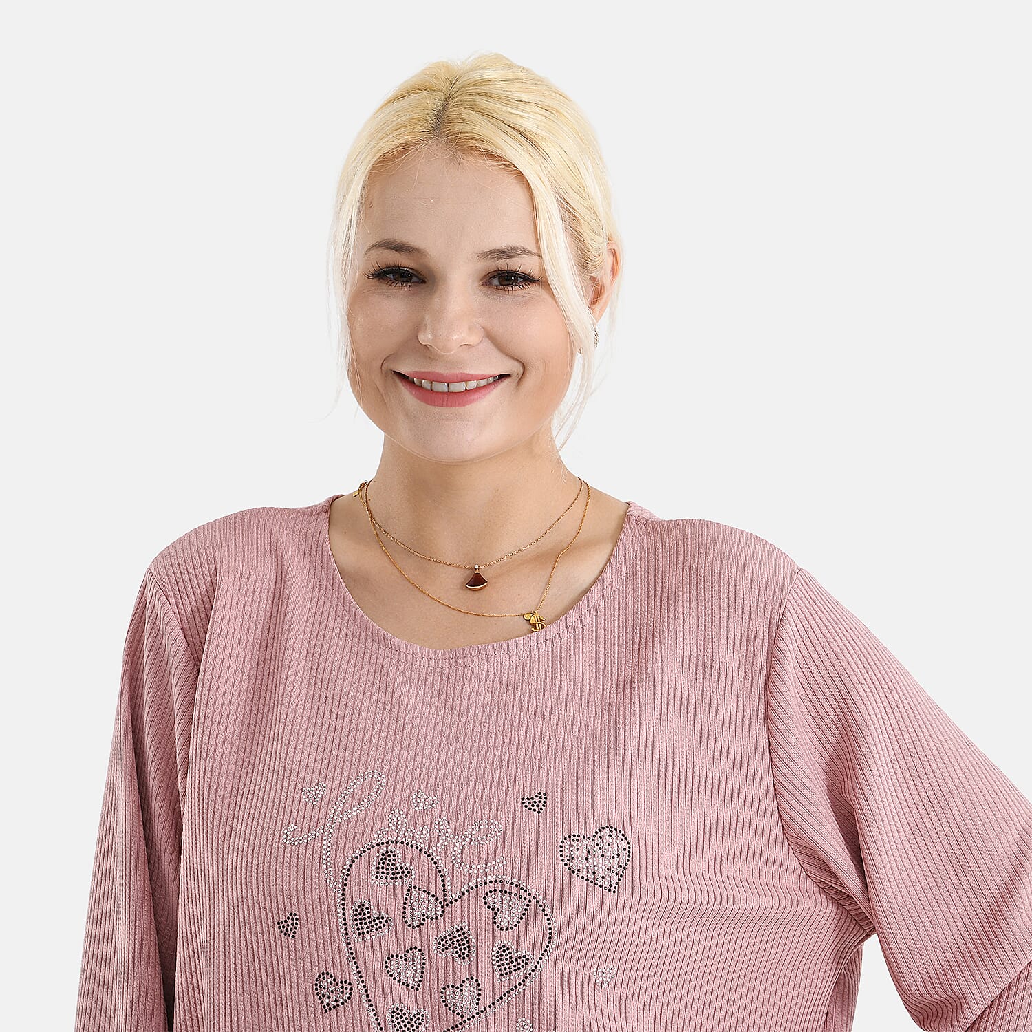 La Marey Pink Long Sleeve Ribbed Top