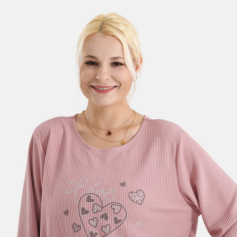 La Marey Pink Long Sleeve Ribbed Top