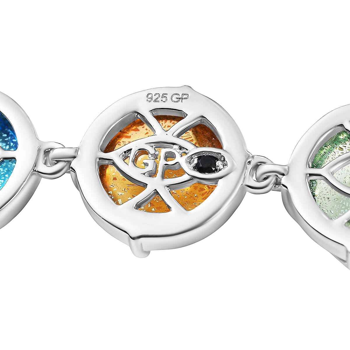 GP Italian Garden Special Multi Color Murano Style Bracelet in Rhodium Over Sterling Silve (7.25 In) image number 5