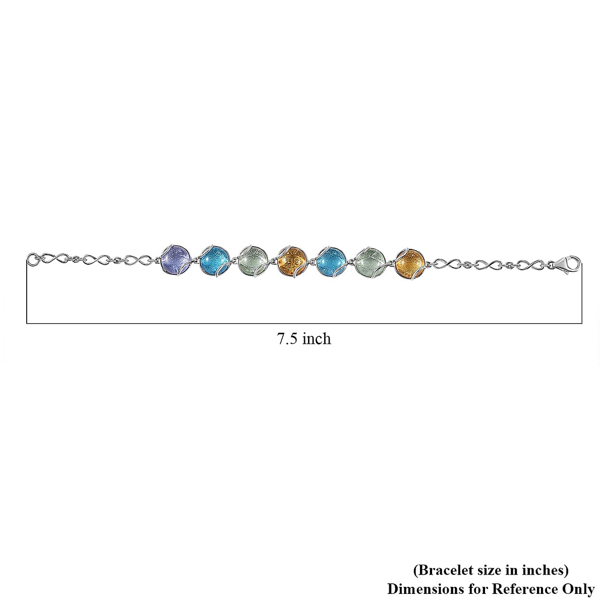 GP Italian Garden Special Multi Color Murano Style Bracelet in Rhodium Over Sterling Silve (7.25 In) image number 6