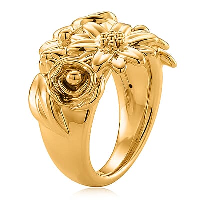 24K Yellow Gold Garden Bloom Ring (Size 6.0) 2.60 Grams