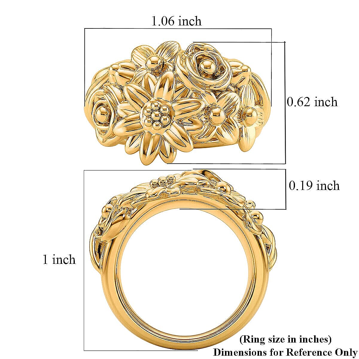 24K Yellow Gold Garden Bloom Ring (Size 6.0) 2.60 Grams image number 6
