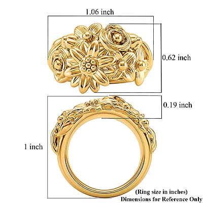 24K Yellow Gold Garden Bloom Ring (Size 6.0) 2.60 Grams