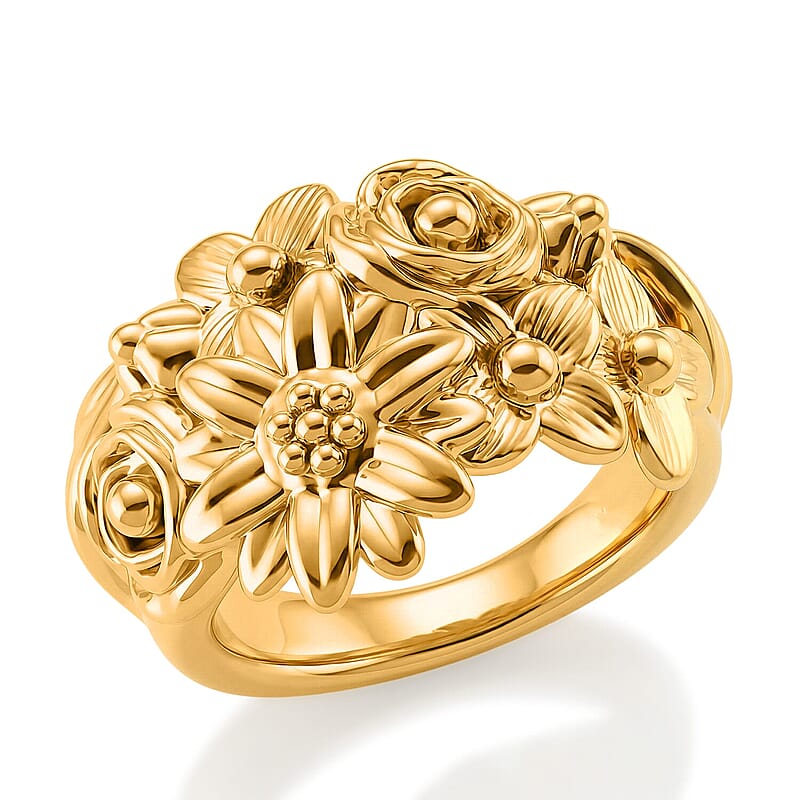 24K Yellow Gold Garden Bloom Ring (Size 7.0) 2.60 Grams
