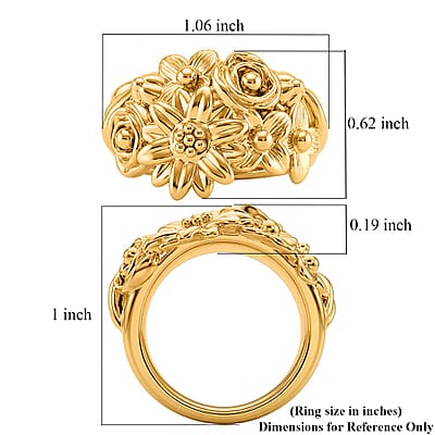 24K Yellow Gold Garden Bloom Ring (Size 7.0) 2.60 Grams