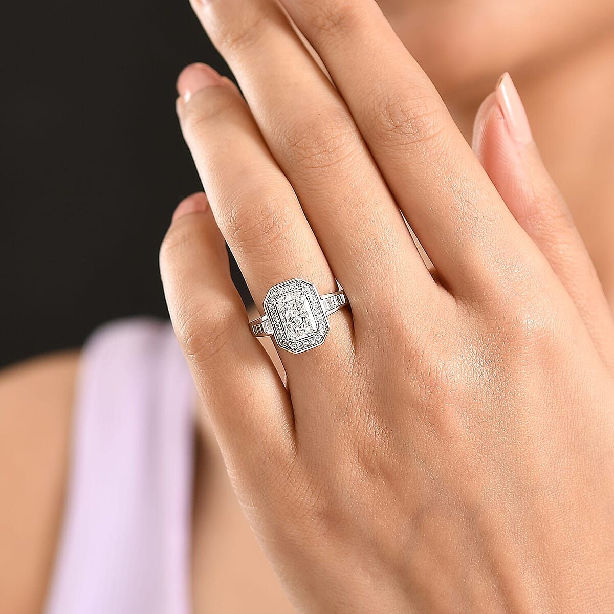 IGI Certified 950 Platinum Luxuriant Lab Grown Diamond (E-F, VS) Ring (Size 10.0) (6.95 g) 2.50 ctw image number 2