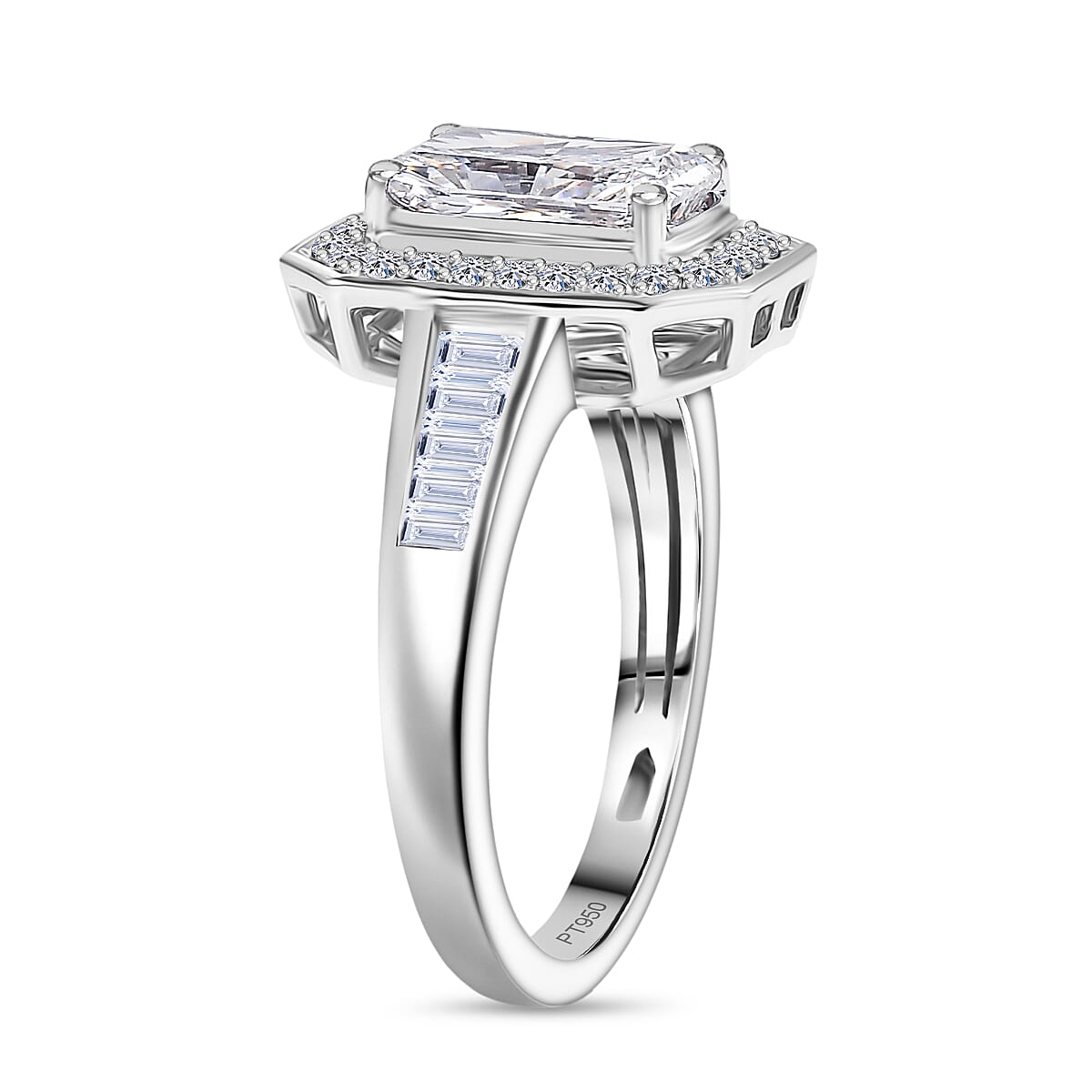 IGI Certified Luxuriant Lab Grown Diamond E-F VS 2.50 ctw Frame Glow Ring in 950 Platinum (Size 7.0) 6.95 Grams image number 3