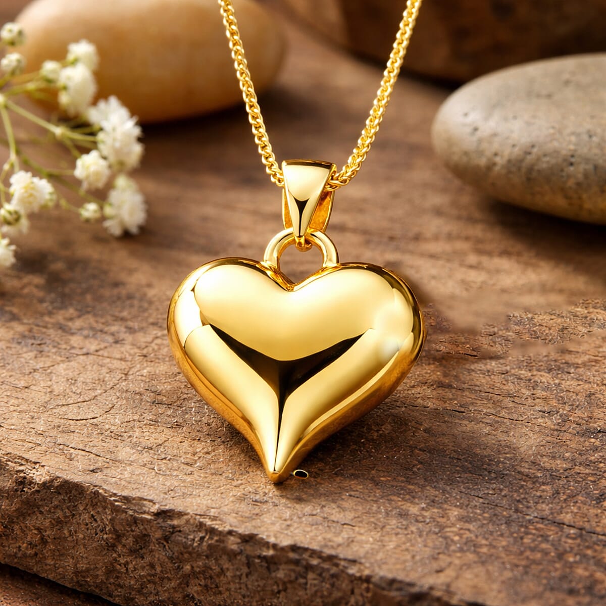 Heart Pendant Necklace in 24K Yellow Gold 3.69 Grams (18 Inches) image number 1
