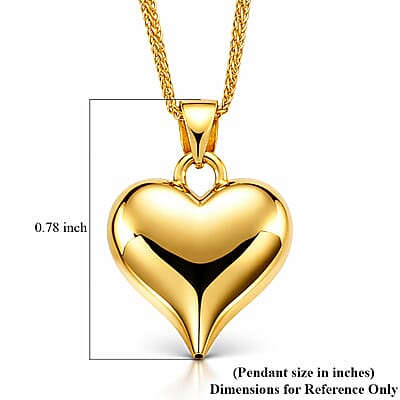 Heart Pendant Necklace in 24K Yellow Gold 3.69 Grams (18 Inches)