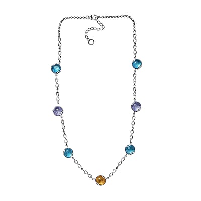 GP Italian Garden Special Multi Color Murano Style Necklace in Rhodium Over Sterling Silver (18- 20 Inches)