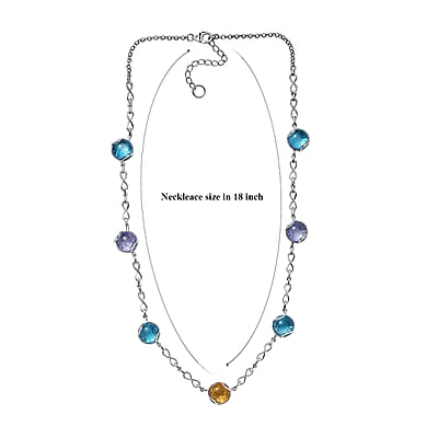 GP Italian Garden Special Multi Color Murano Style Necklace in Rhodium Over Sterling Silver (18- 20 Inches)