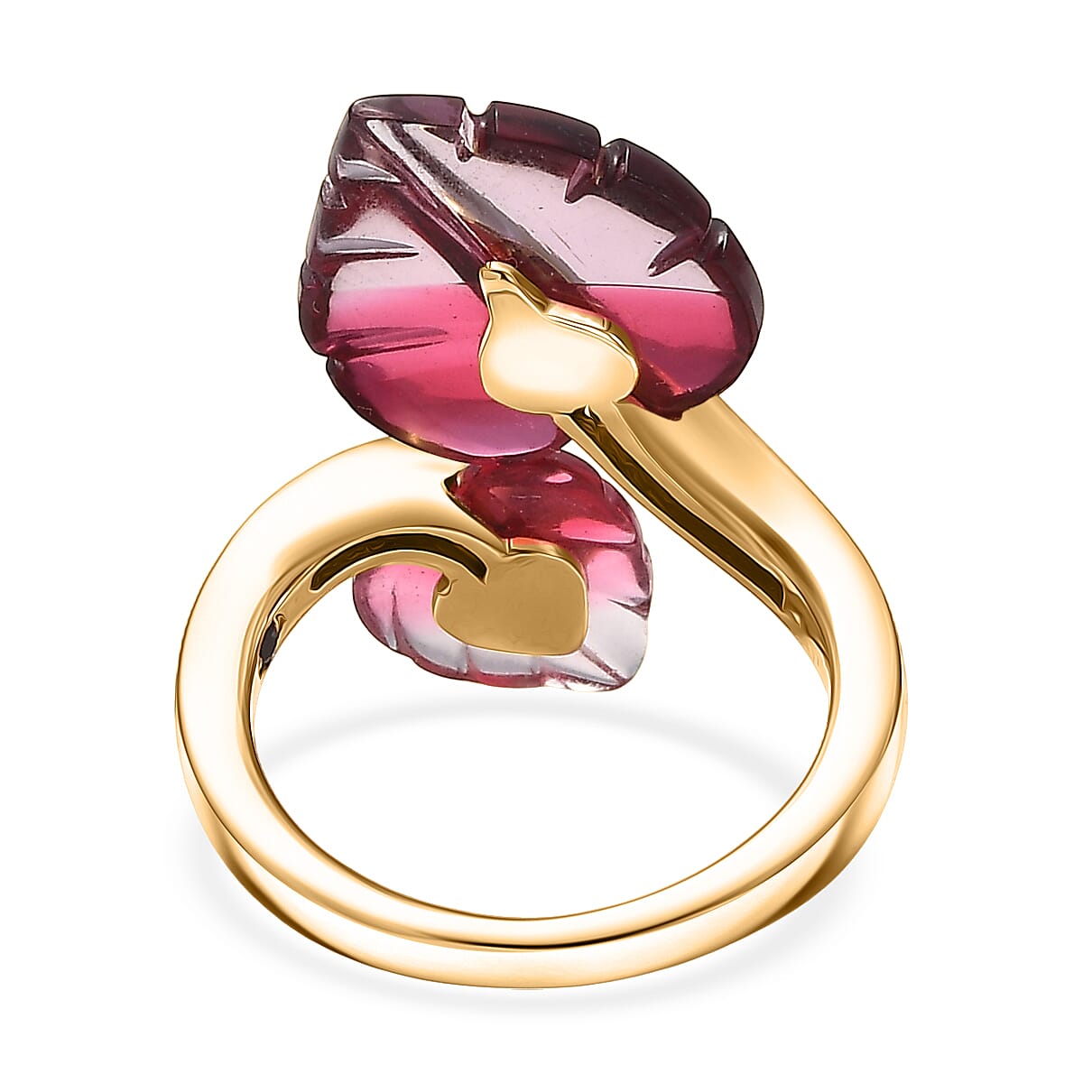 GP Italian Garden Special Murano Collection Pink Bi Color Glass and White Zircon 0.20 ctw Ring in 18K Vermeil Yellow Gold Over Sterling Silver (Size 10.0) (Del. in 12-15 Days)  image number 5